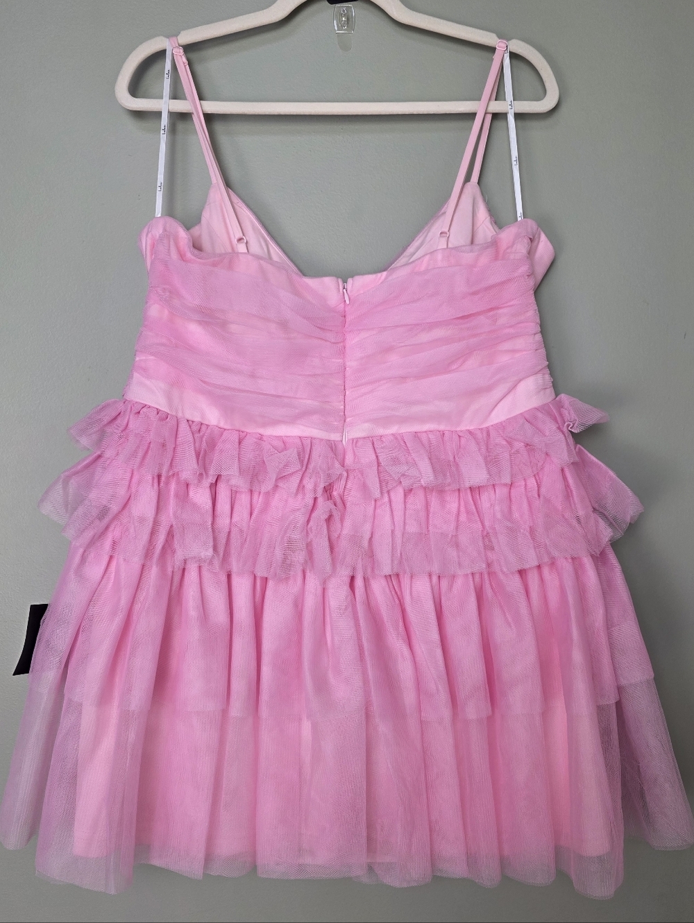 Luus Special Poise Pink Tulle Pleated Sleeveless Tiered Mini Dress, Size XXL - Picture 8 of 12